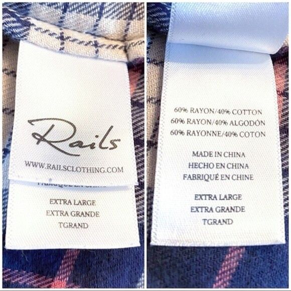 Rails Women’s NWT Willow Ruffle Sleeve Flannel Button-Up Shirt Size XL Plaid New - Picture 8 of 11